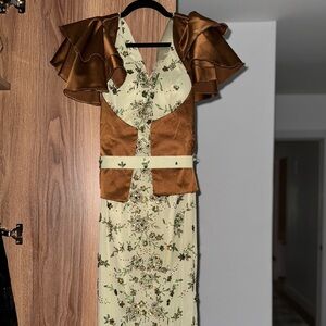 Floral Dress with Brown Accents